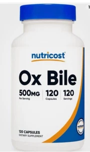Nutricost Ox Bile Capsules 500mg, 120 Capsules - Gluten Free, Non-GMO New - Picture 1 of 7