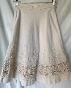 Vintage 50er 60er Jahre..beige..bestickt..schaukel..mittlerer wadenhoher..rock..Gr. S - Bild 1 von 4