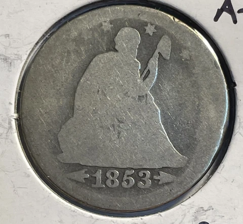 1853 Seated Liberty Quarter - Arrows - 90% Silver - Free Shipping - P13-25 Cover