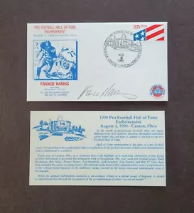Cubierta del primer día firmada por Franco Harris 1990 del Salón de la Fama del Fútbol Profesional Jsa - Imagen 1 de 3