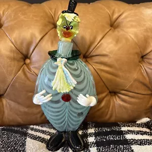 Murano Hand Blown Glass Decanter and Glass Stopper Head Vintage 14” Tall - Picture 1 of 9