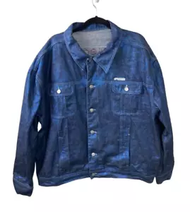 Vintage ICEBERG Ice Jeans Italy Metallic Blue Denim Trucker Jacket XXL 56 - Picture 1 of 4
