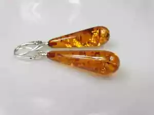 Pendientes Ámbar Báltico Lágrima Colgante Pendiente Piedras Preciosas Hecho a Mano Gota Palanca Trasera - Imagen 1 de 5