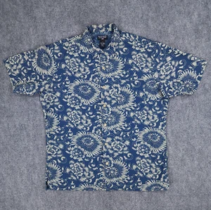 Ralph Lauren Polo Jeans Co. Shirt Mens Medium Blue Green Floral Linen Cotton - Picture 1 of 9