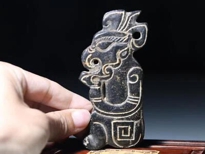 Colgante China Cultura Hongshan Piedra Negra Jade Tallado Elefante Dios Bi Pei SN09 Foto 1 de 4