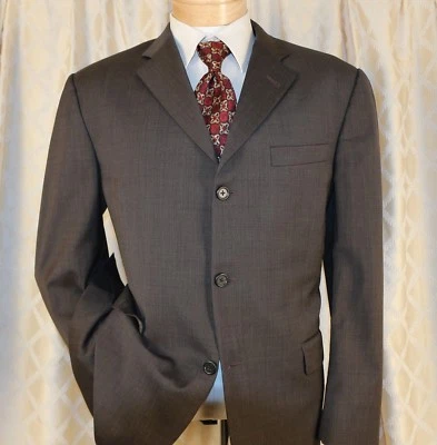 BURBERRY LONDON Brown Olive Solid Texture 3 Button Men Jacket Coat Size 42 S - Image 1 of 4