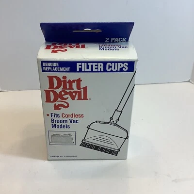 PAQUETE DE 2 TAZAS DE FILTRO DIRT DEVIL ORIGINALES #3-200900-001 SE ADAPTA A ESCOBA INALÁMBRICA, Nuevo Foto 1 de 4