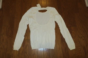 M 8 10 ❤️ VICTORIA'S SECRET ❤️ PULLOVER RUNDHALSAUSSCHNITT, HINTEN OFFEN ❤️ 24" LÄNGE ELFENBEIN STRETCH - Bild 1 von 8