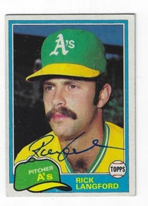 Autographed 1981 Topps Rick Langford Oakland A's Card #154 w/ COA - Picture 1 of 1
