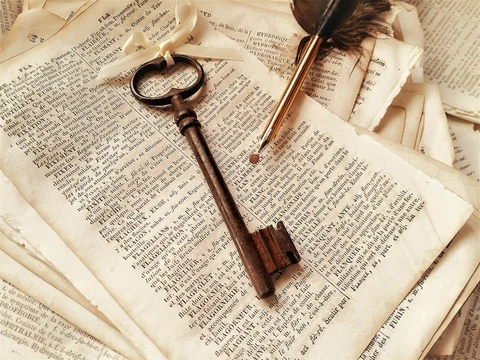 Antique Iron Skeleton Key. Large 13cms/5 inch Hand Forged Iron Key. Jailers Key Cover