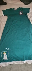 VTG Michael Simon Lite GreenMaxi Dress Sz S Embroidered Christmas Snowman - Picture 1 of 4