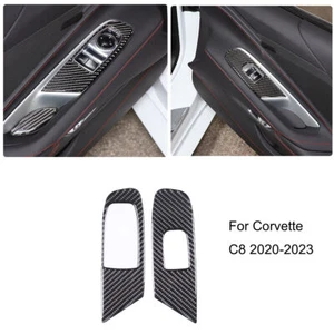 Soft Carbon Fiber Window Lift Switch Panel Cover Trim For Chevrolet Corvette C8 - Foto 1 di 11
