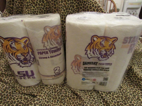 LSU TIGERS Football Paper Towels Mega Rare & Hard to Find 8 Rolls Joe Burrow Cover