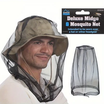 2 x Midge Mosquito Insect Hat Bug Mesh Head Net Face Protector Travel Camping UK - Image 1 of 4