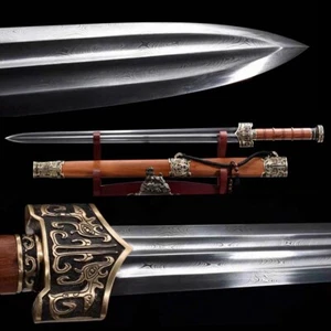 Espada china de Kung Fu de clase alta afilada doblada borde de acero de Damasco Wushu Han Jian - Imagen 1 de 12