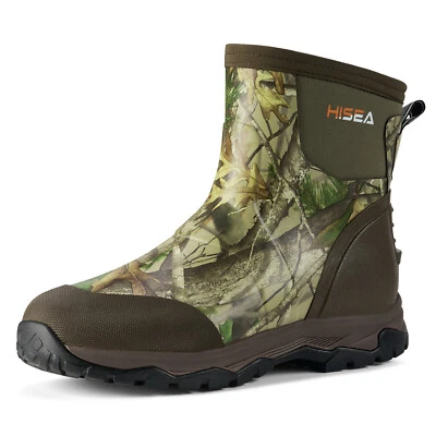 HISEA Men Ankle Rain&Snow Boot Neoprene Waterproof Fishing Hunting Mud Work Boot - Image 1 of 4