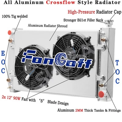 2 Row Radiator+Shroud Fan For 1988-1999 Chevy GMC C1500 C2500 K1500 5.0L 5.7L V8 Foto 1 de 4