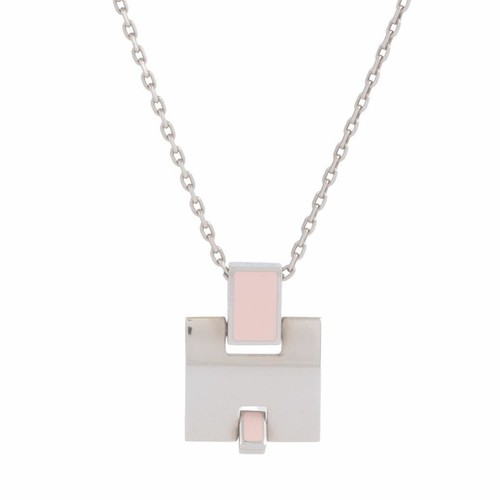 HERMÈS HERMES Irene Collana Ciondolo St0157 Metallo Rosa Argento Donna Logo H