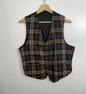 Vintage Vest 1960s Plaid Wool  Womens S/M - Picture 1 of 6