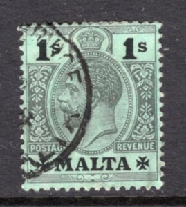 Malta 1914 GV 1Sh Wasserzeichen Oberfläche farbiges Papier sehr schön gebraucht #62 CV$53 - Bild 1 von 2