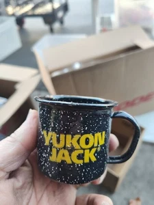 Vintage NEW Yukon Jack Speckled Enamalware Black Mini Mugs Shot Glasses Set 2 - Picture 1 of 5