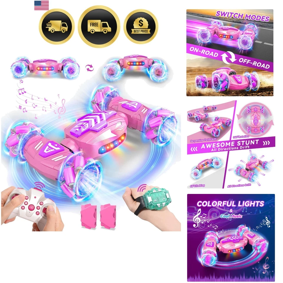 Gesture RC Car Remote Control Car Stunt 4WD Off-Road 360° Rotating Pink Toy - Image 1 of 4