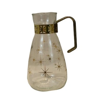 MCM Mid-Century Modern Star-Burst Medal Handle Carafe Vintage Distinctive Decor - Image 1 of 4