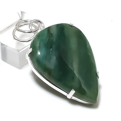 Colgante de joyería de plata de ley 925 con piedras preciosas de aventurina verde natural 2,09" Q580 Foto 1 de 4