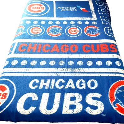 LOGO American Airlines Chicago Cubs Throw Blanket 50X50" Blue & Red Baseball - Image 1 of 4
