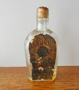 Antike Great Seal Rizinusöl Korken Flasche Original Etikett Newark Ohio - Bild 1 von 7