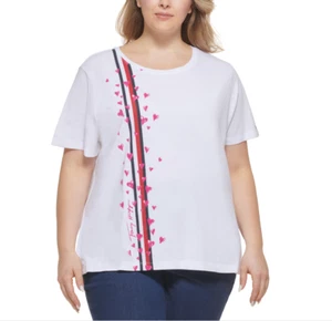 Tommy Hilfiger Camiseta Estampado Corazón Blanco Talla Grande 1X 3978 - Imagen 1 de 1