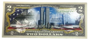 $2 WORLD TRADE CENTER 9/11 WTC COLORIZED NOTE!!!! B 19794867 A - Picture 1 of 2