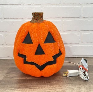 Vintage Melted Plastic Popcorn Light-Up Pumpkin Halloween Jack-o-lantern 1990's - Picture 1 of 9