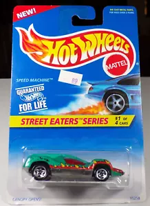 HOT WHEELS 1996 Speed Machine! 1/4, Green, Street Eaters, #412 5 spoke MOSC - Picture 1 of 2