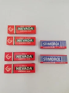Vtg 90's 2x Stimorol, 2x NEVADA Cola Flavor & 2x Fruit Flavor Chewing Gum Packs - Picture 1 of 2