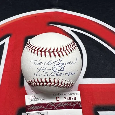Hank Bauer Signed ROML Baseball Autograph 49-53 WS Champs Insc JSA - Image 1 of 4
