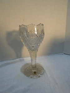 VTG IMPERIAL CRYSTAL GLASS VASE HOBSTAR THUNDERBOLT BOUQUET - Picture 1 of 6