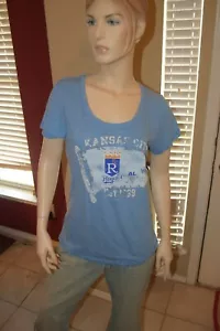 MLB Merch Genuino Kansas City Royals Camisa Escote Envejecido Camisa Para Mujer Nueva con Etiquetas - Imagen 1 de 4