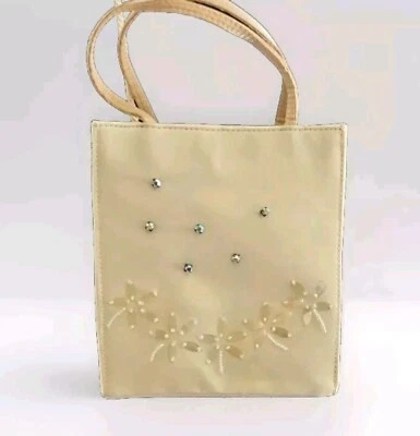 Valerie Stevens Cream Ivory Evening Bag Purse w/ Bead Embellishments Flowers Gem - Image 1 of 4