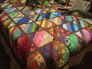 Large Queen Size Strip Quilt - Picture 1 of 6
