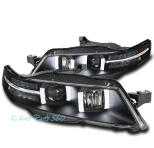 FOR 04-08 ACURA TL LED DRL TUBE PROJECTOR HEADLIGHTS LAMPS BLACK LH+RH PAIR SET - Picture 1 of 4