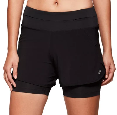 Asics L25021 Women's Woven Water Resistant 2 In 1 Reflective Logo Shorts Size M - Image 1 of 3