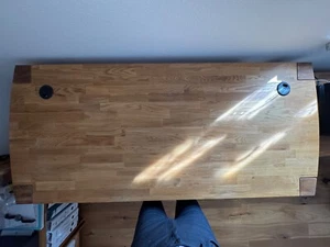 Schreibtisch Eiche voll massiv 170 cm lang x 75 cm tief, Platte 25 mm, gebraucht - Bild 1 von 4