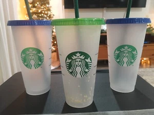 3 Starbucks Reusable Cold Cups - 24oz - Picture 1 of 2