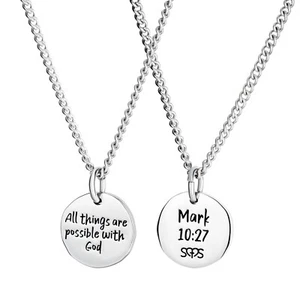 Women's Stainless Steel All Things Are Possible Necklace - Mark 10:27 - Picture 1 of 5