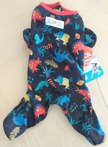 Extra Small Dog Jumpsuit Pajamas Dinosaurs ASPCA Black - Picture 1 of 5