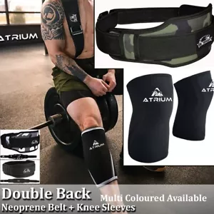 Neoprene Wide Double back support belt & weaving 3D Knee Support Sleeves pair - Picture 1 of 18