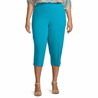 Worthington Women's Plus Pull On Crop Pants Size 2X Turquoise Ocean NEW - Image 1 of 2
