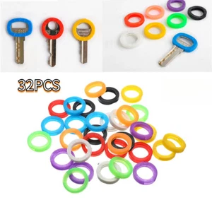 32tlg Silikon Schlüsselkappen Schlüsselkennringe Key Ring Caps Tags Rund Ring - Bild 1 von 7