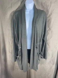 Sonoma Ladies Olive Green Open Front Cover Jacket Drawstring Waist Poly Rayon - Picture 1 of 13